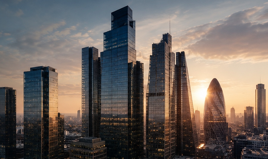 London financial district skyline